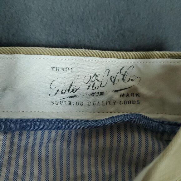 Polo Ralph Lauren Pants Mens 32x28 Classic Fit Chino Flat Front Beige Khaki - Picture 6 of 16
